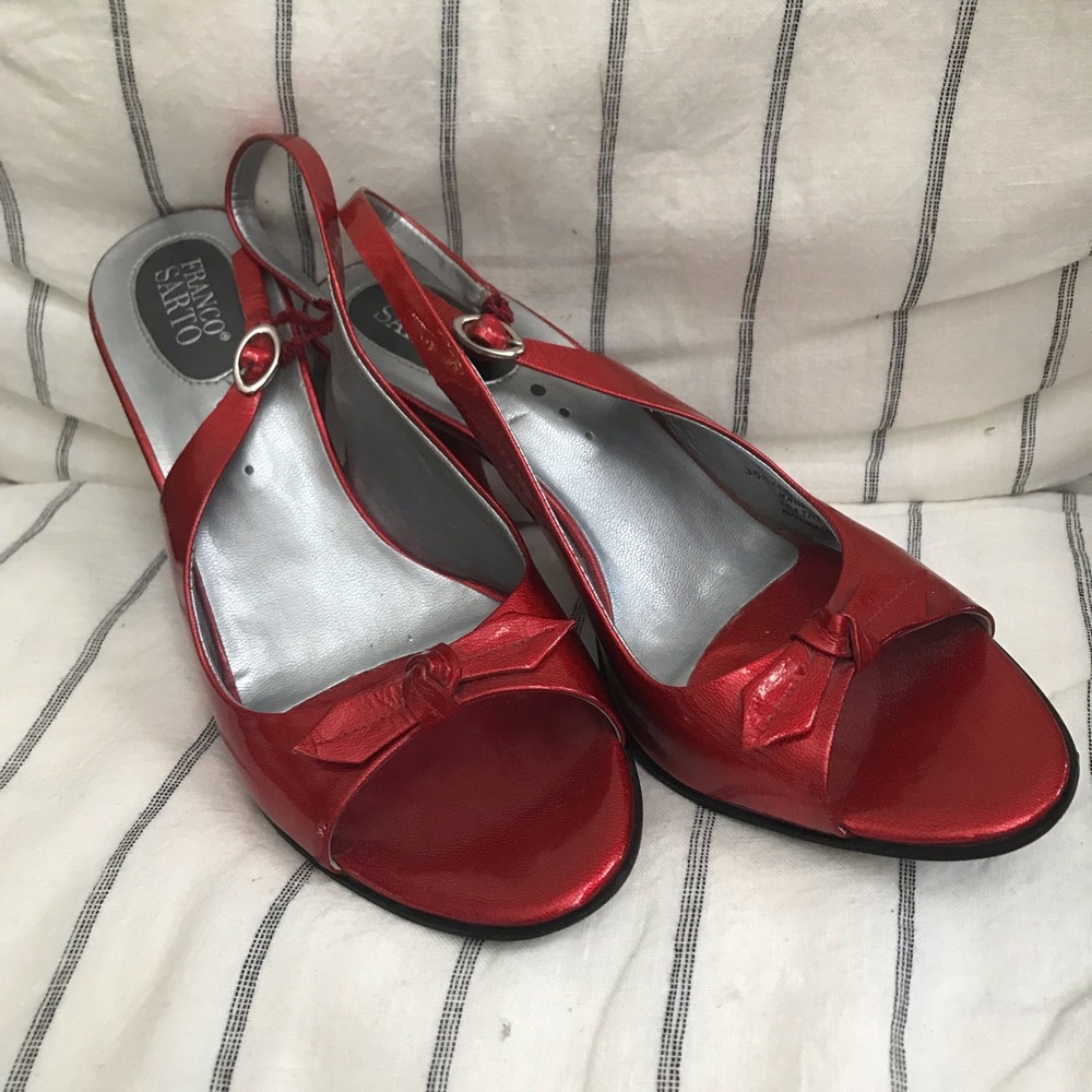 Franco Sarto Ruby Red Peep-Toe Sling-backs